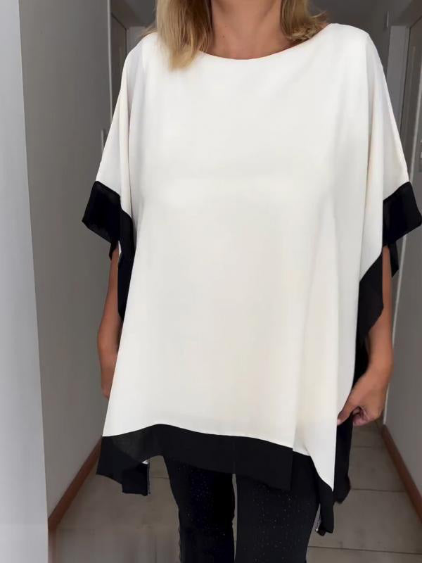 Solid Color Bat Sleeve T-shirt