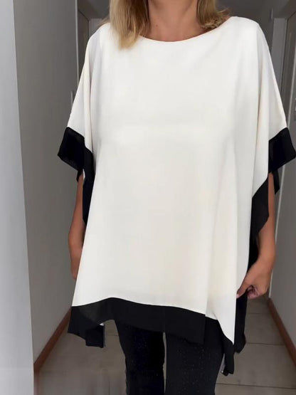 Solid Color Bat Sleeve T-shirt