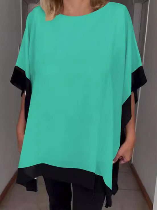 Solid Color Bat Sleeve T-shirt