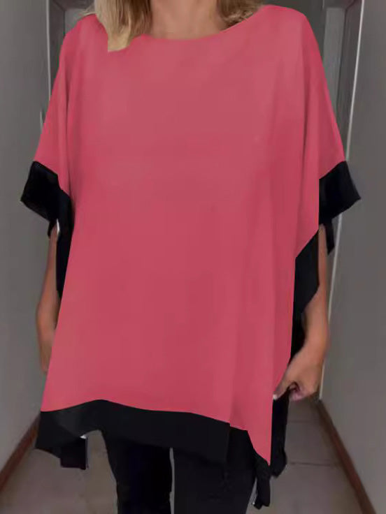Solid Color Bat Sleeve T-shirt