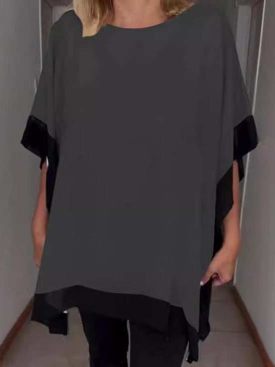 Solid Color Bat Sleeve T-shirt