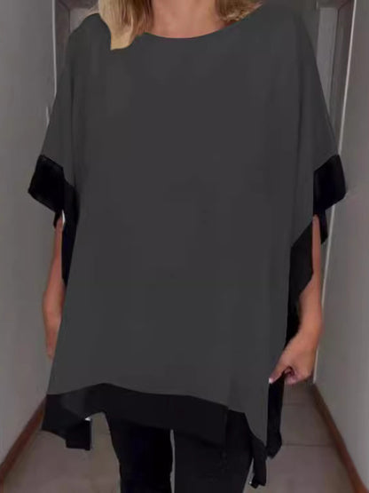 Solid Color Bat Sleeve T-shirt
