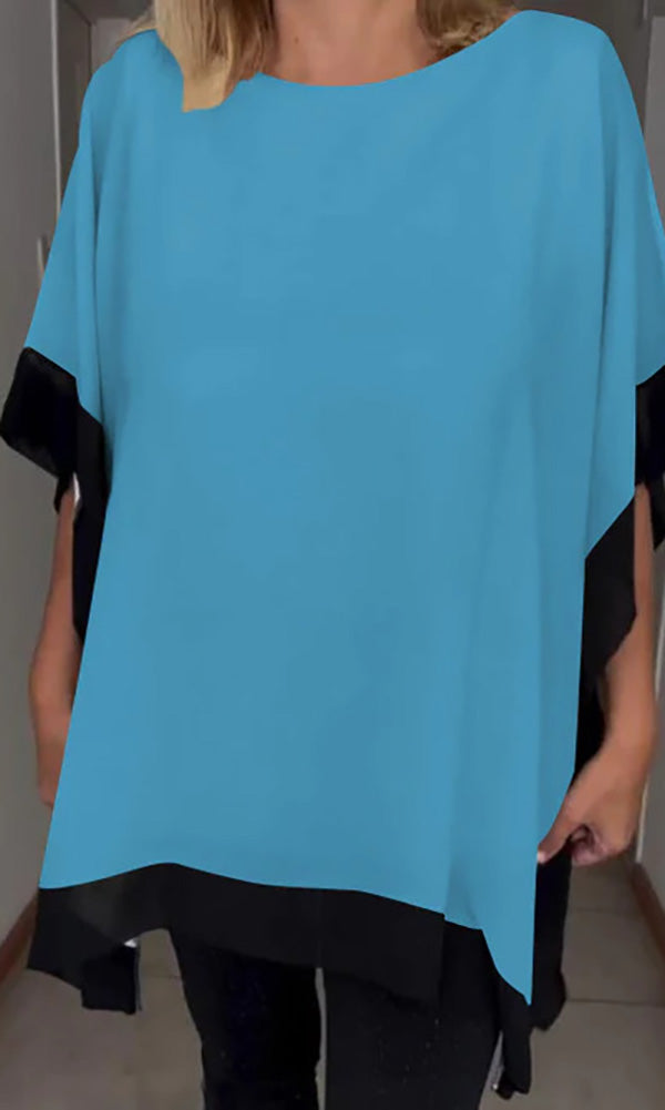 Solid Color Bat Sleeve T-shirt
