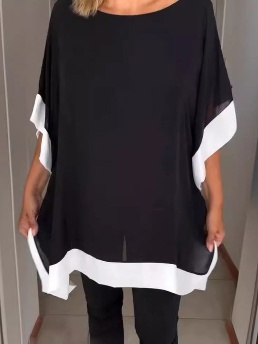 Solid Color Bat Sleeve T-shirt