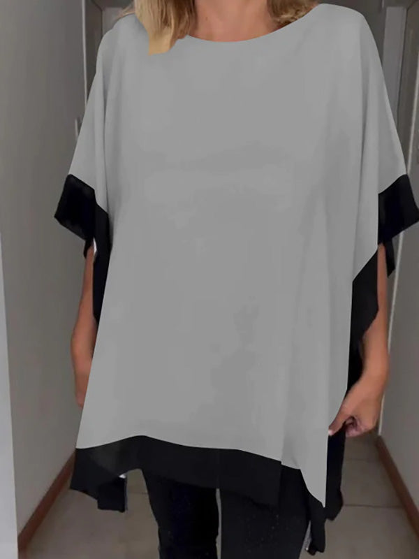 Solid Color Bat Sleeve T-shirt