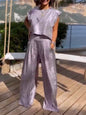 Smooth Vest Wide-Leg Pants Two-Piece Suit