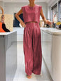 Smooth Vest Wide-Leg Pants Two-Piece Suit