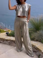Smooth Vest Wide-Leg Pants Two-Piece Suit