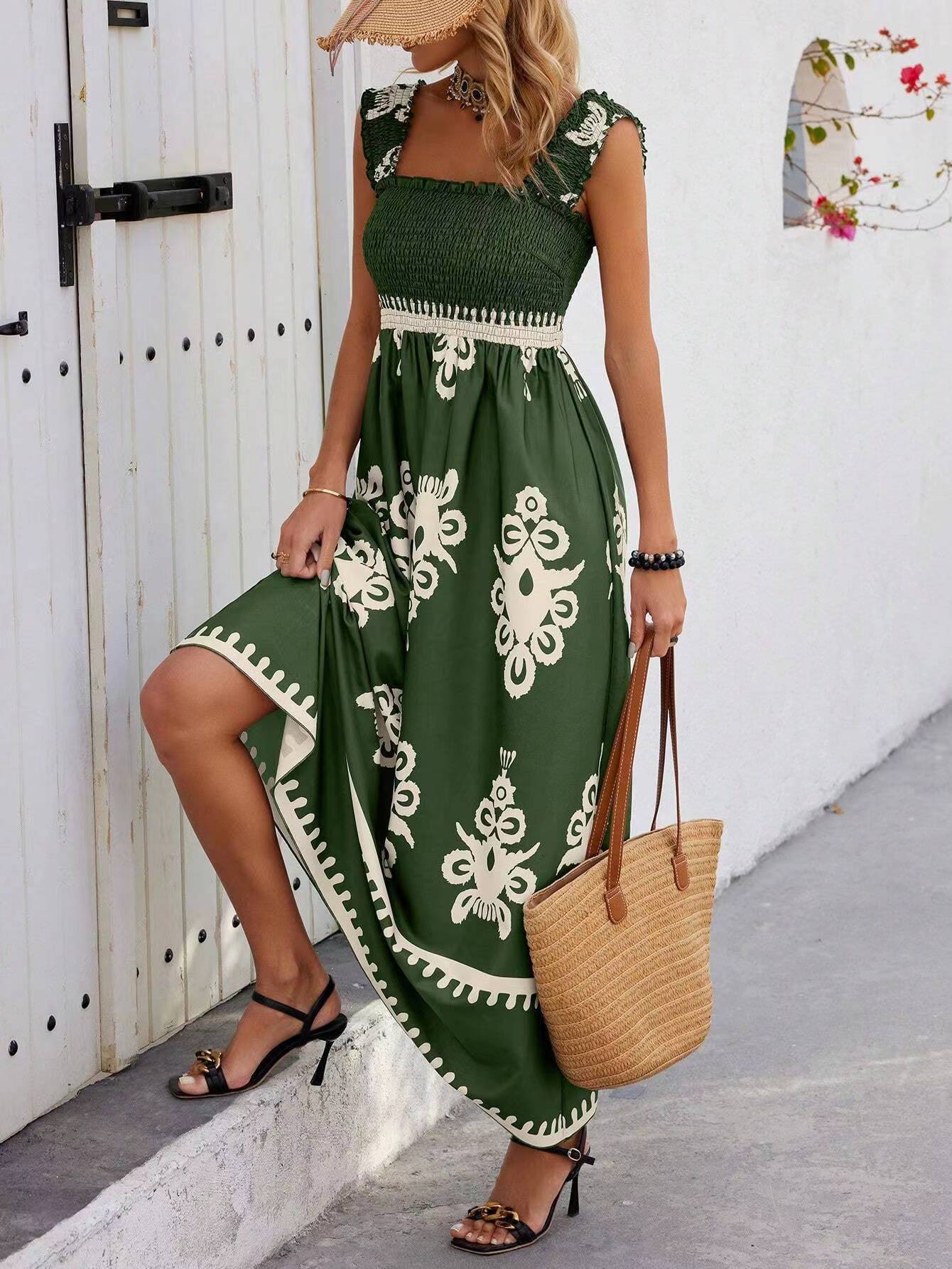 Aztec Ethnic Pattern Wrap Maxi Dress