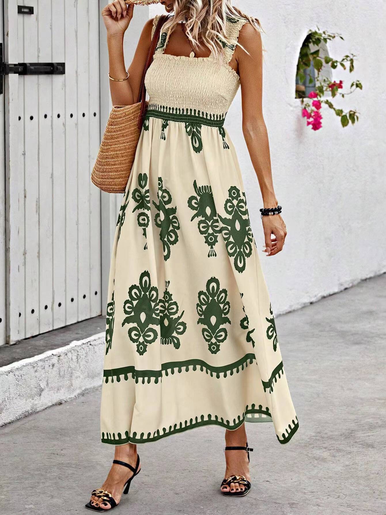 Aztec Ethnic Pattern Wrap Maxi Dress