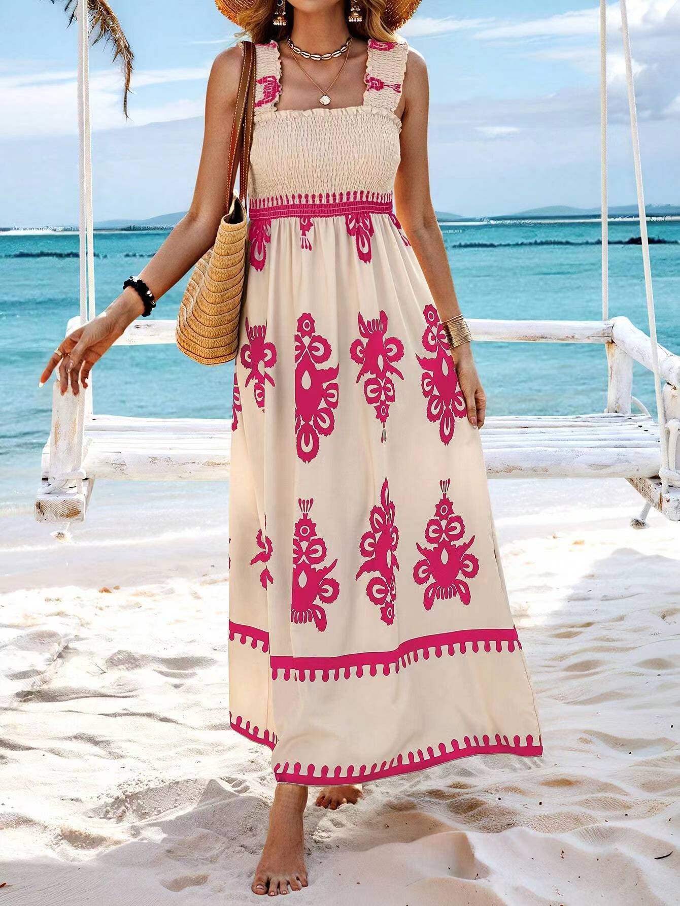 Aztec Ethnic Pattern Wrap Maxi Dress