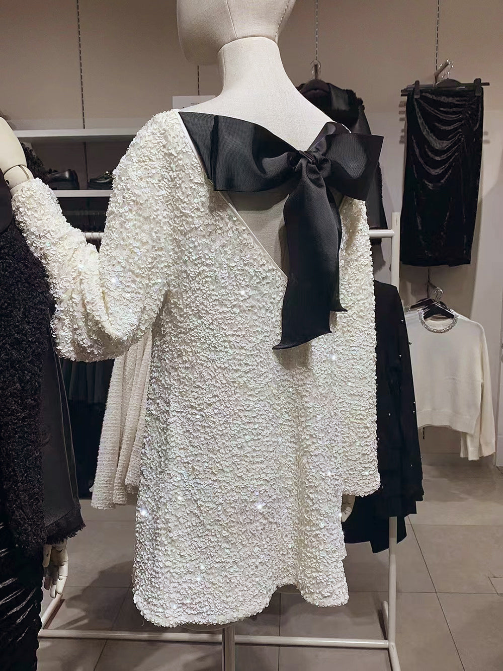 Black Friday Sales-50% OFF-XMAS Sequined Tie Back Midi Dress