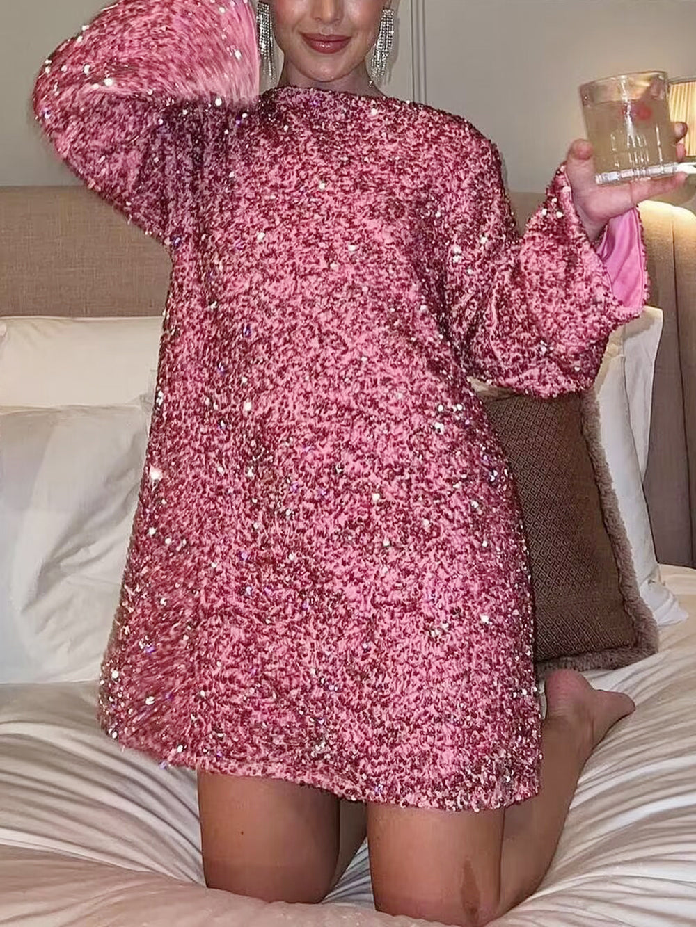 Black Friday Sales-50% OFF-XMAS Sequined Tie Back Midi Dress