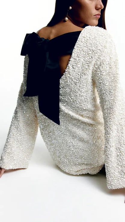 Black Friday Sales-50% OFF-XMAS Sequined Tie Back Midi Dress