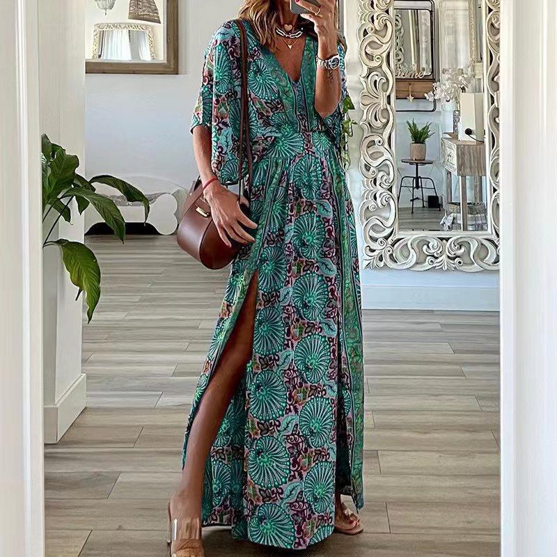 Bohemian Side Slit Maxi Dress