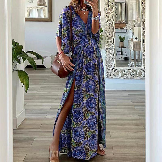 Bohemian Side Slit Maxi Dress