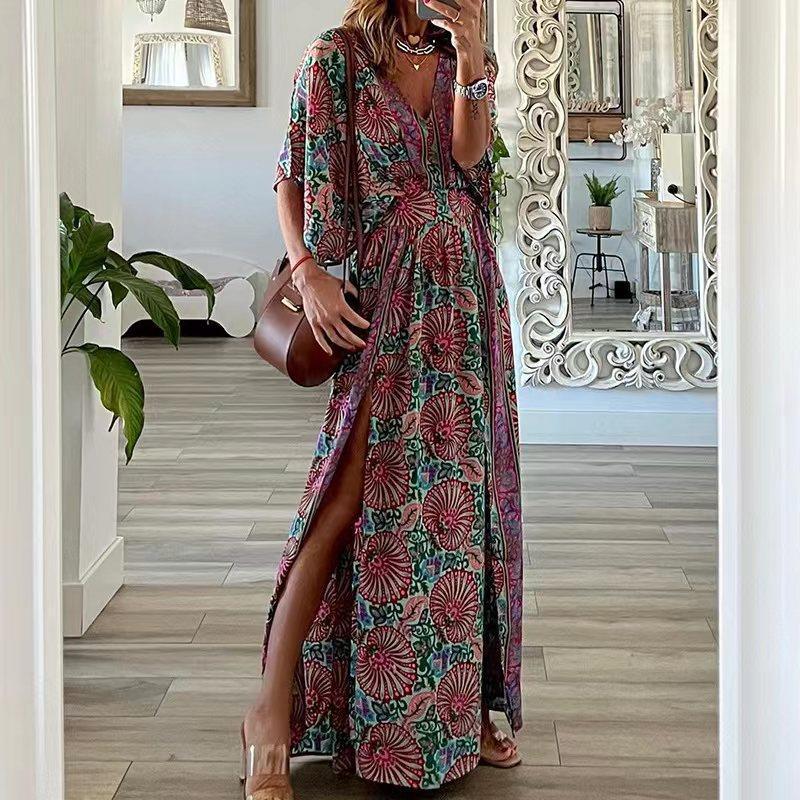 Bohemian Side Slit Maxi Dress