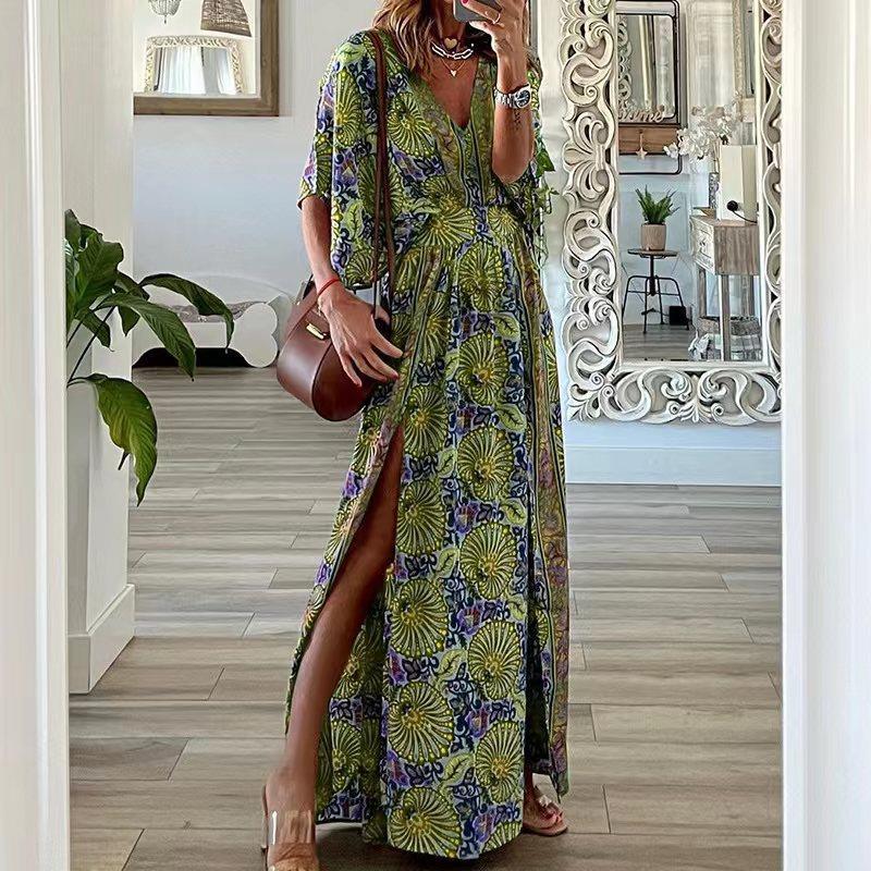 Bohemian Side Slit Maxi Dress