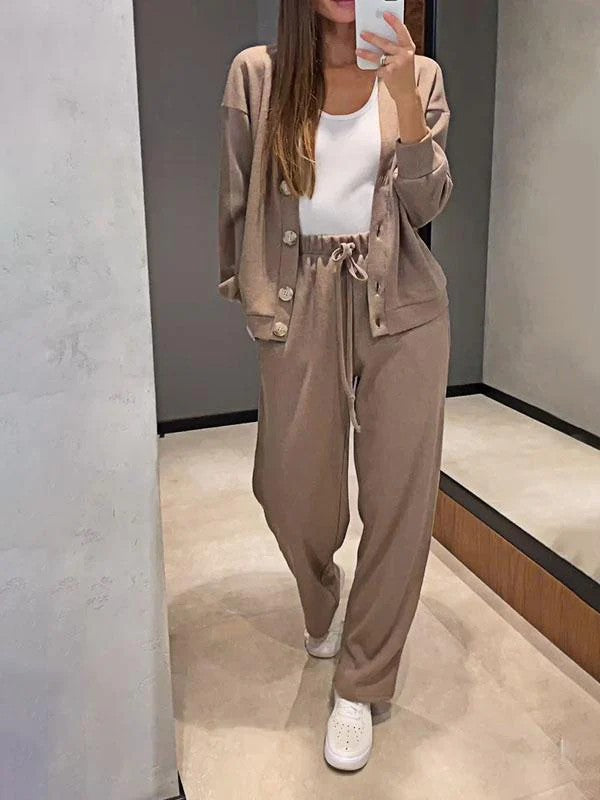 Casual Comfort Jacket Cardigan Sweatpants Set