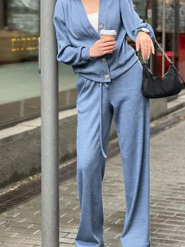 Casual Comfort Jacket Cardigan Sweatpants Set