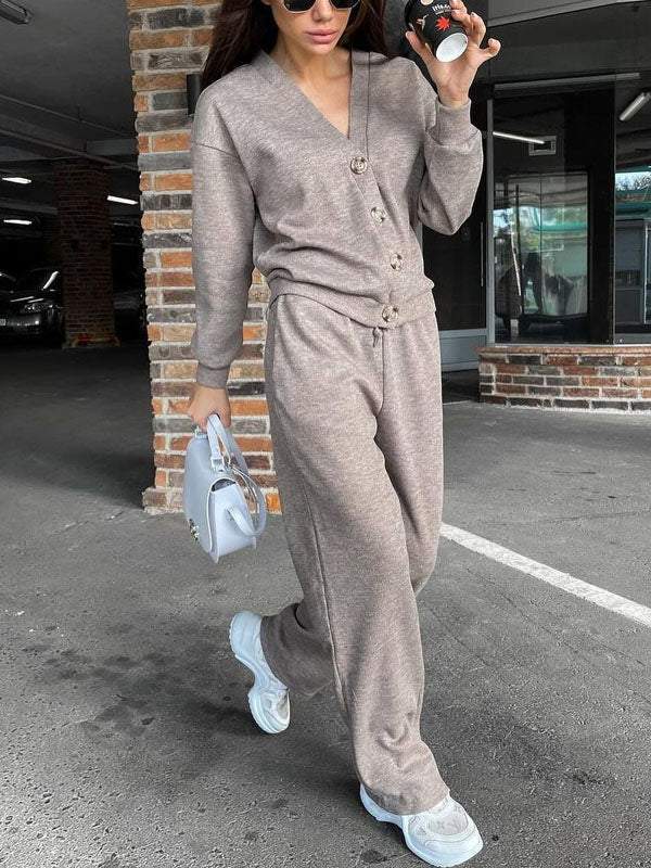 Casual Comfort Jacket Cardigan Sweatpants Set