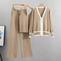 Casual Knitted Tank Top Pants Coat Three Piece Set