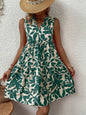 Bohemian Beach V Neck Pleated Printed Midi Dress