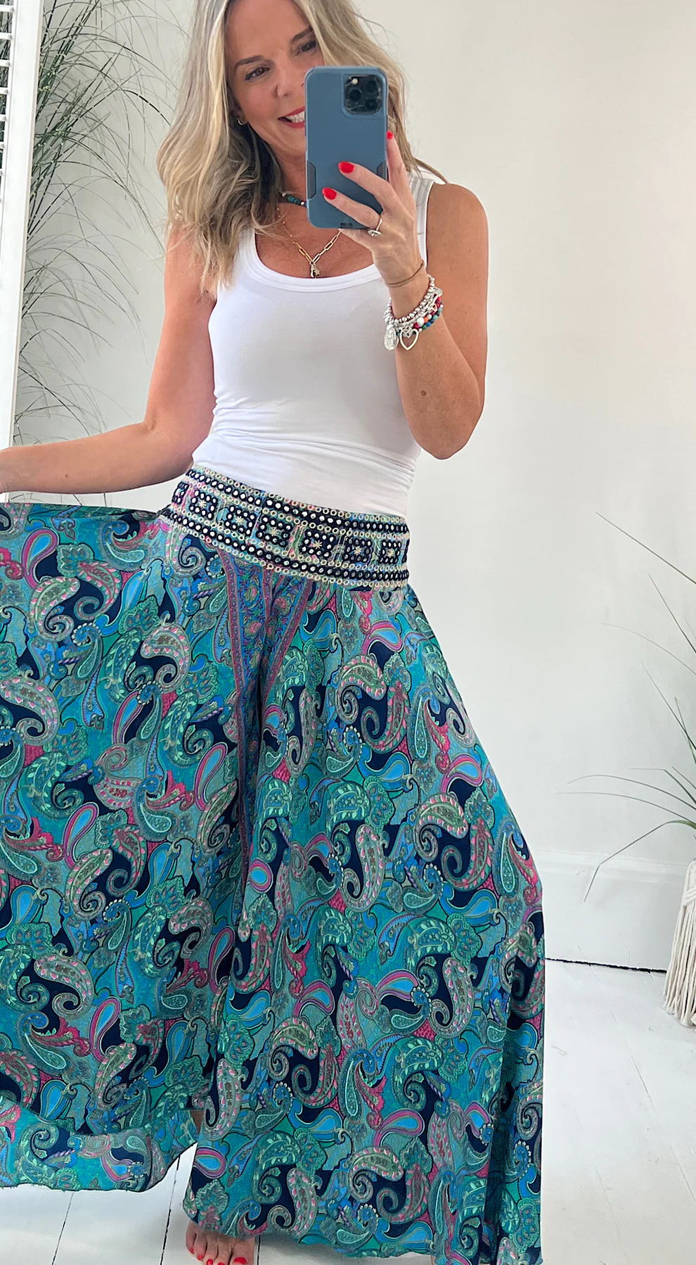 Boho Ethnic Paisley Print Patchwork Pants
