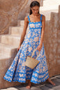 Boho Floral Print Suspender Maxi Dress