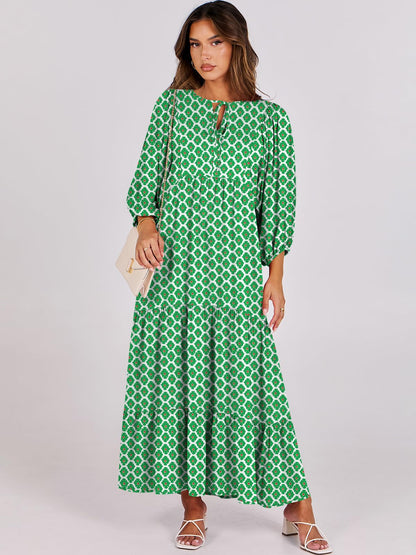 Floral Print Bell Sleeve Maxi Dress