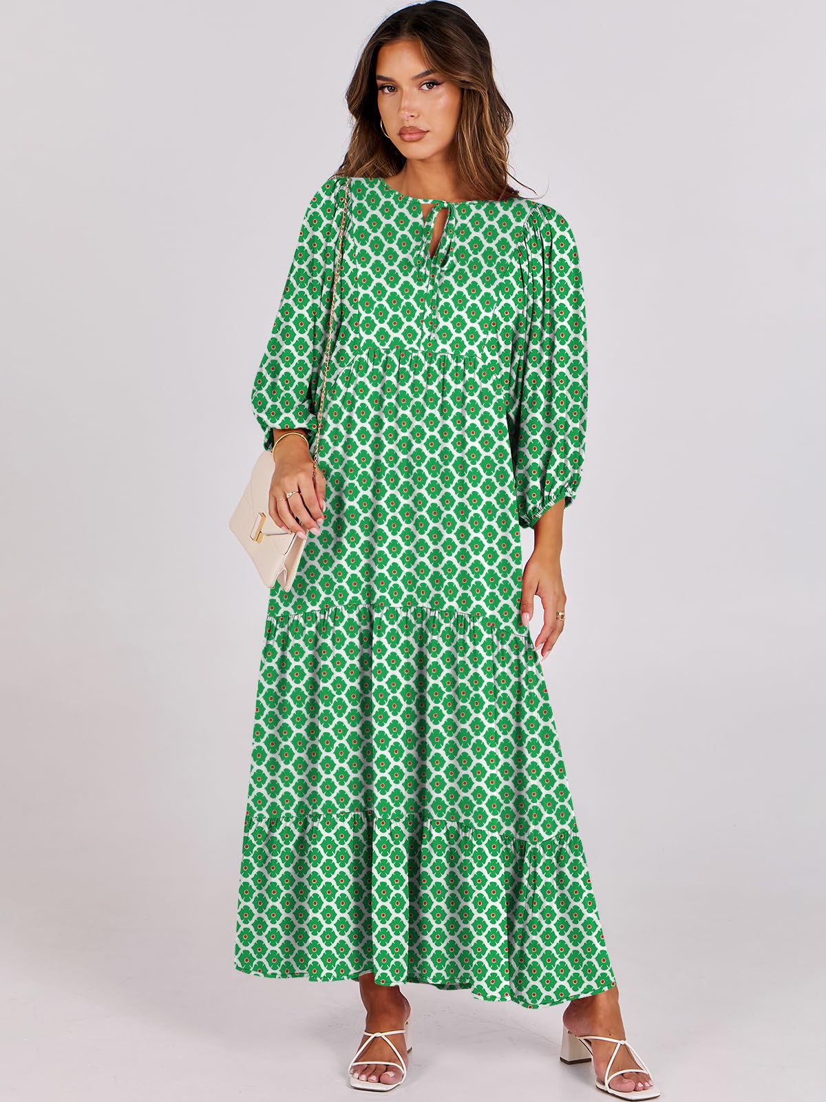 Floral Print Bell Sleeve Maxi Dress