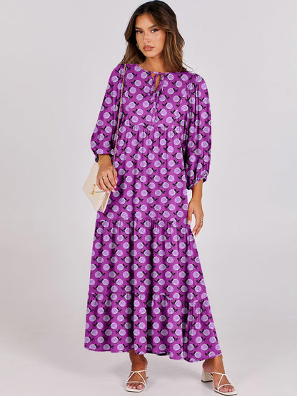 Floral Print Bell Sleeve Maxi Dress
