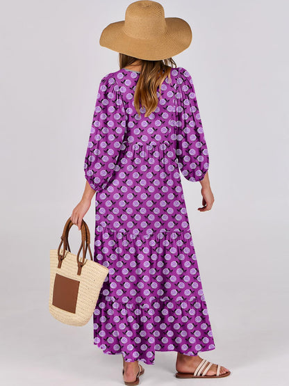 Floral Print Bell Sleeve Maxi Dress