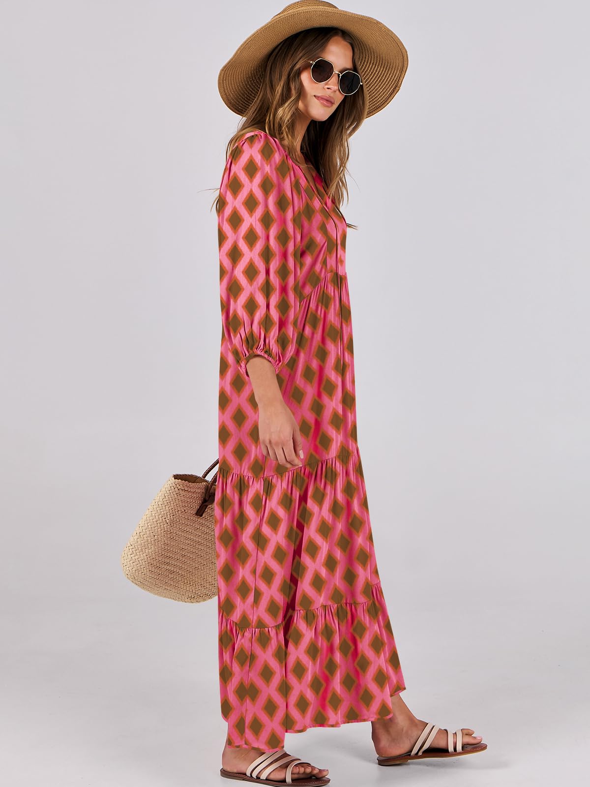 Floral Print Bell Sleeve Maxi Dress