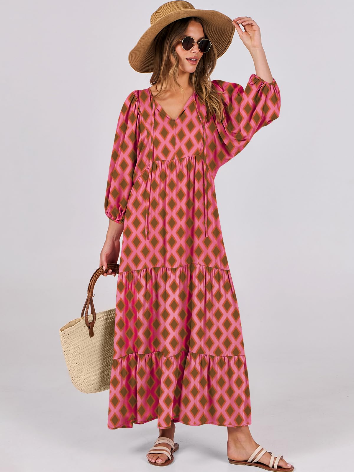 Floral Print Bell Sleeve Maxi Dress