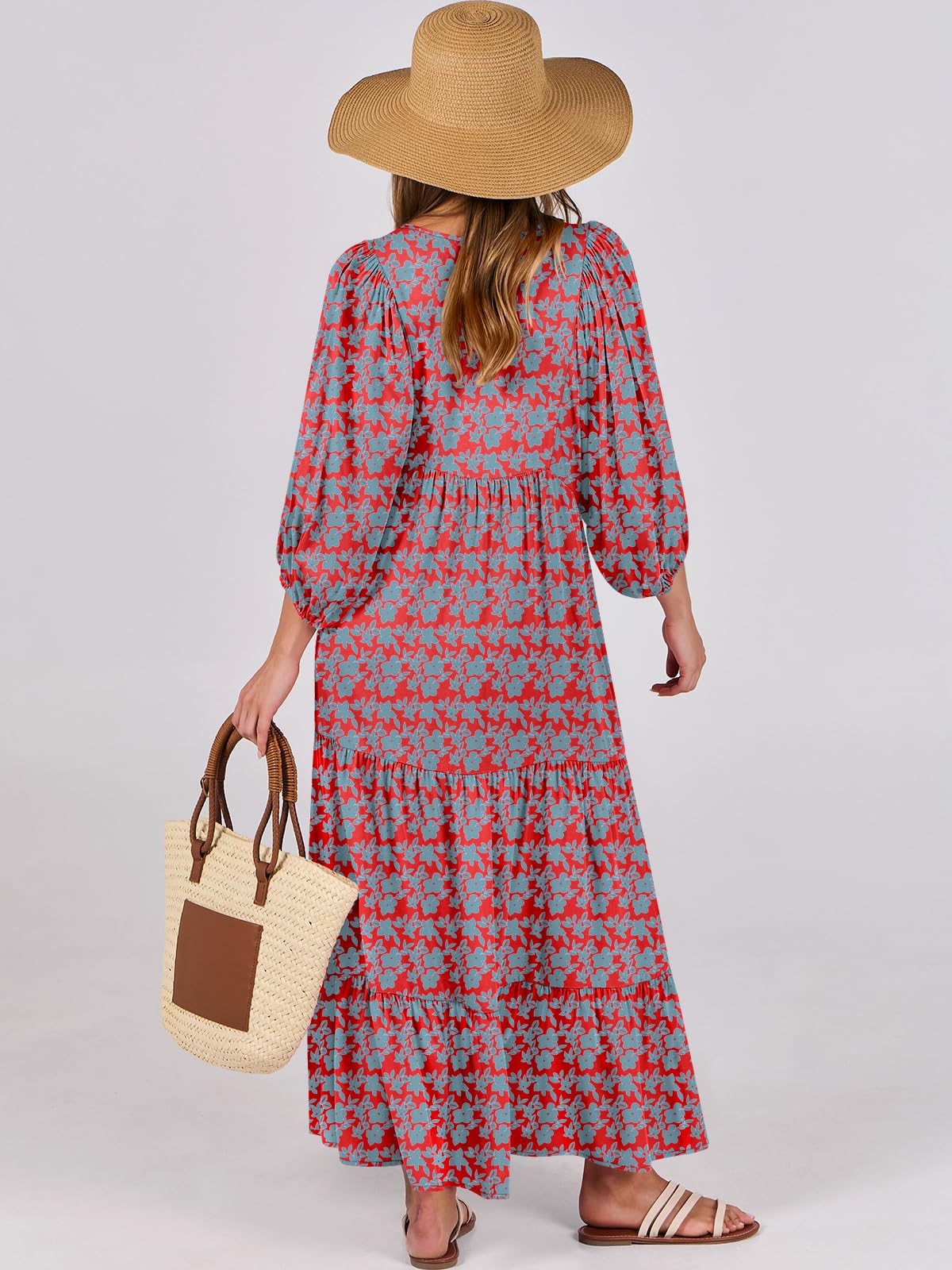 Floral Print Bell Sleeve Maxi Dress