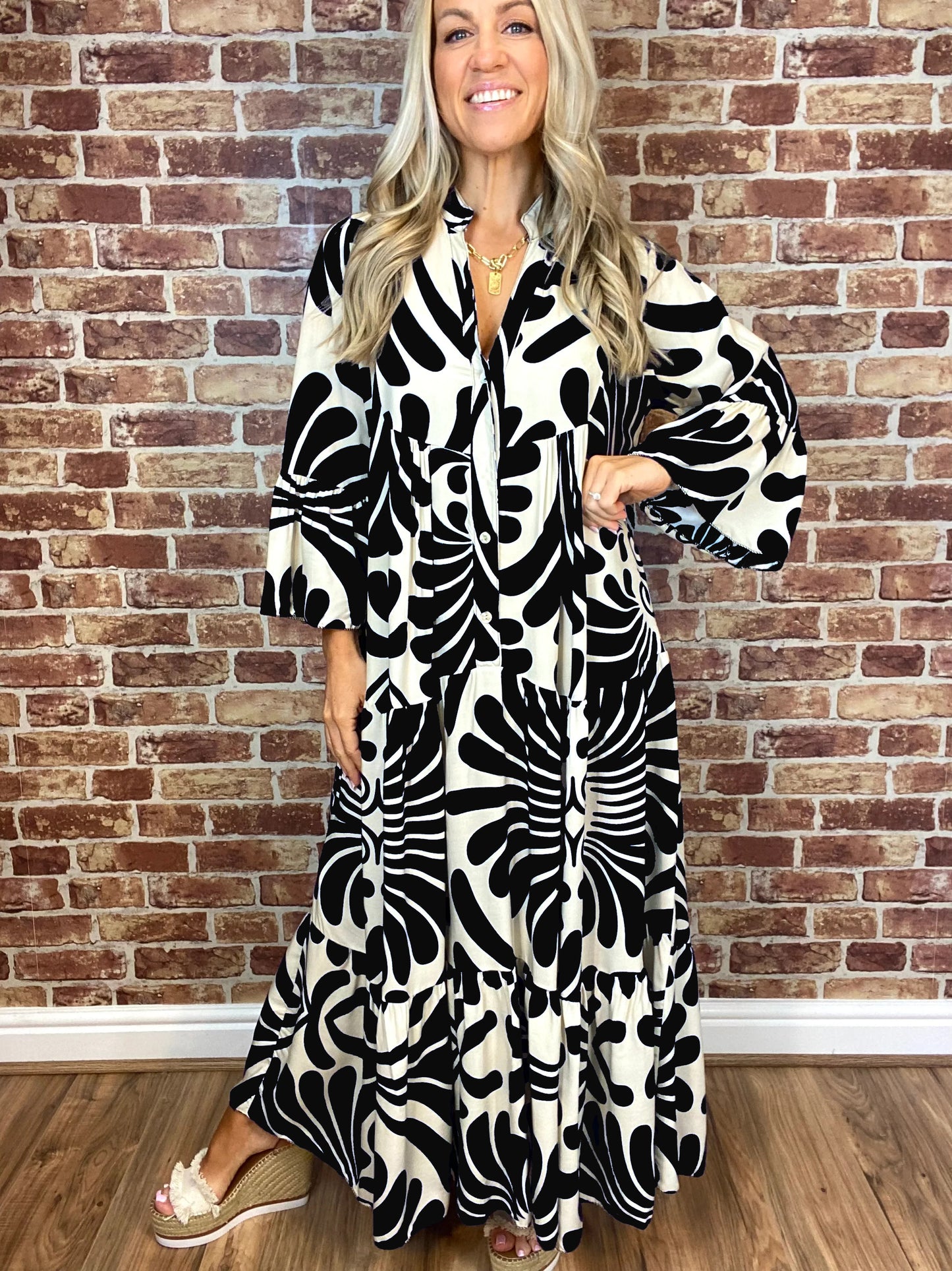 Floral Print Bell Sleeve Soft and Breathable Maxi Dress