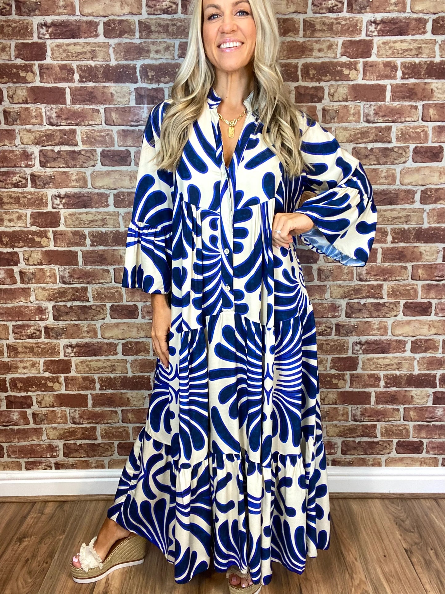 Floral Print Bell Sleeve Soft and Breathable Maxi Dress