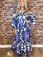 Floral Print Bell Sleeve Soft and Breathable Maxi Dress