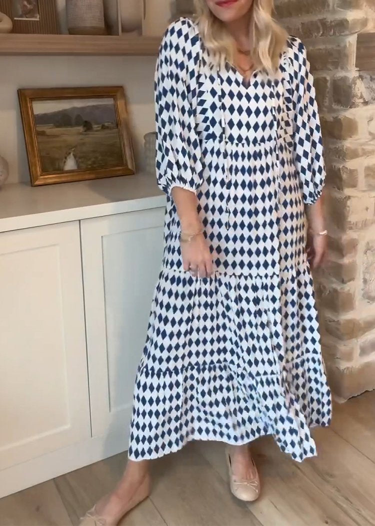 Floral Print Bell Sleeve Maxi Dress