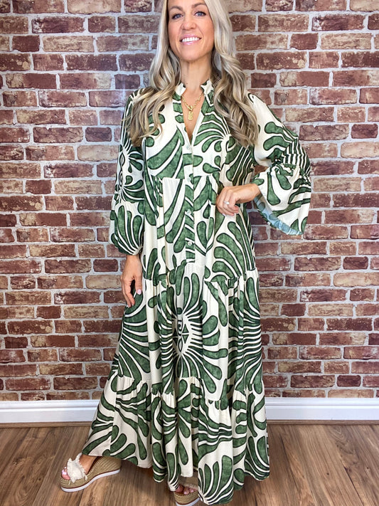 Floral Print Bell Sleeve Soft and Breathable Maxi Dress