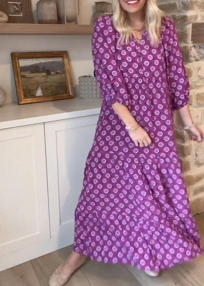 Floral Print Bell Sleeve Maxi Dress