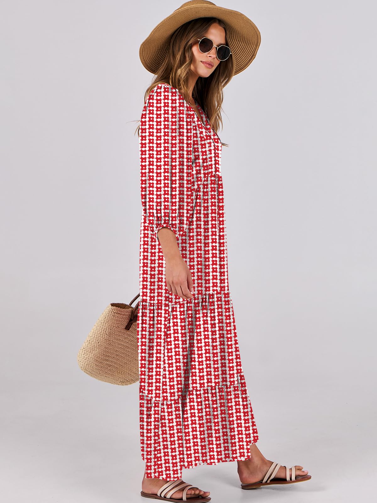 Floral Print Bell Sleeve Maxi Dress