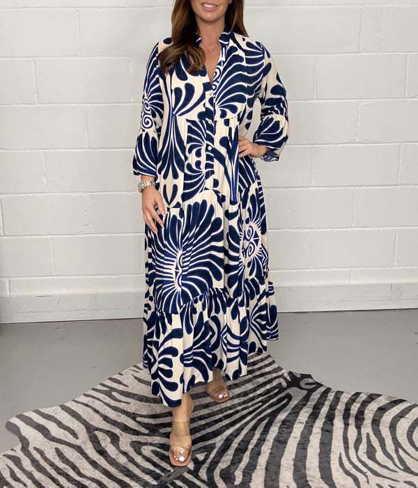 Floral Print Bell Sleeve Soft and Breathable Maxi Dress