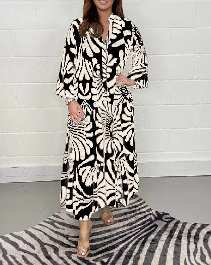 Floral Print Bell Sleeve Soft and Breathable Maxi Dress