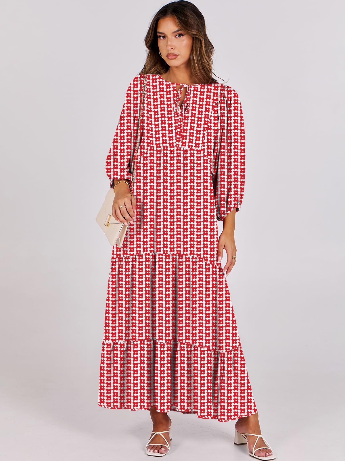 Floral Print Bell Sleeve Maxi Dress