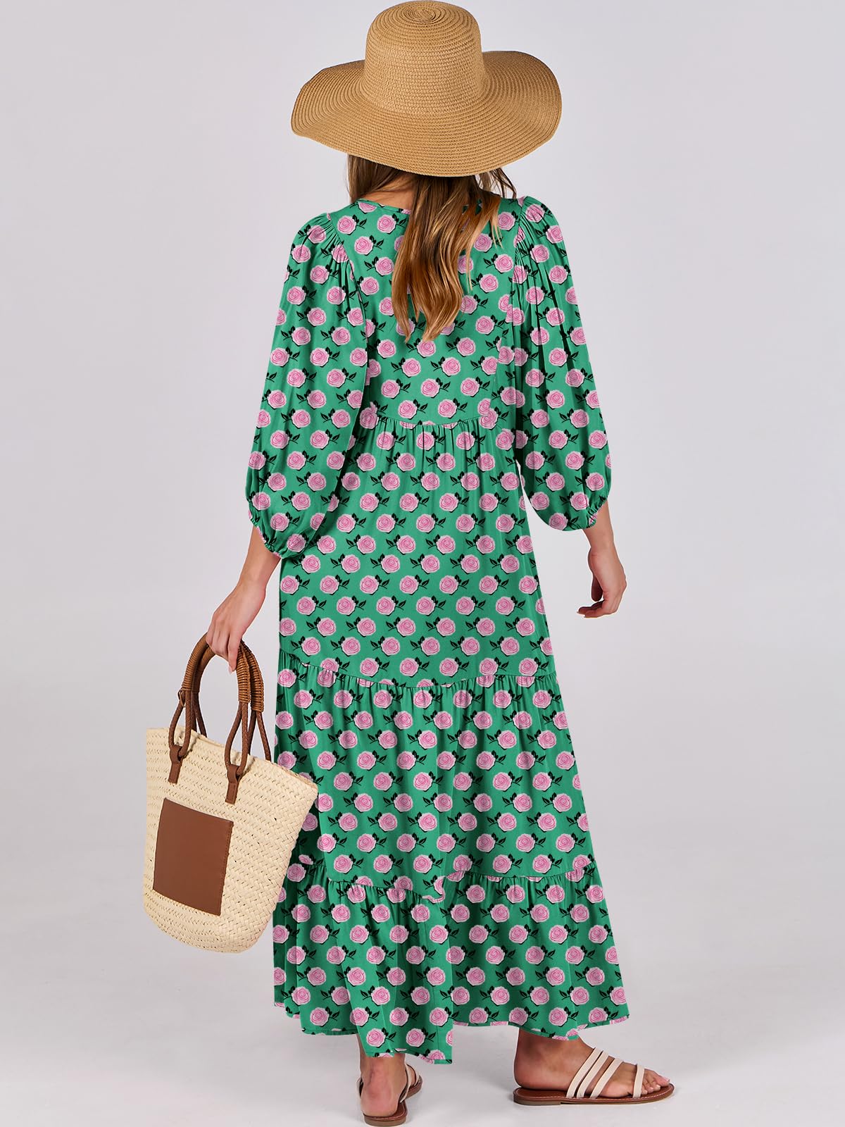 Floral Print Bell Sleeve Maxi Dress
