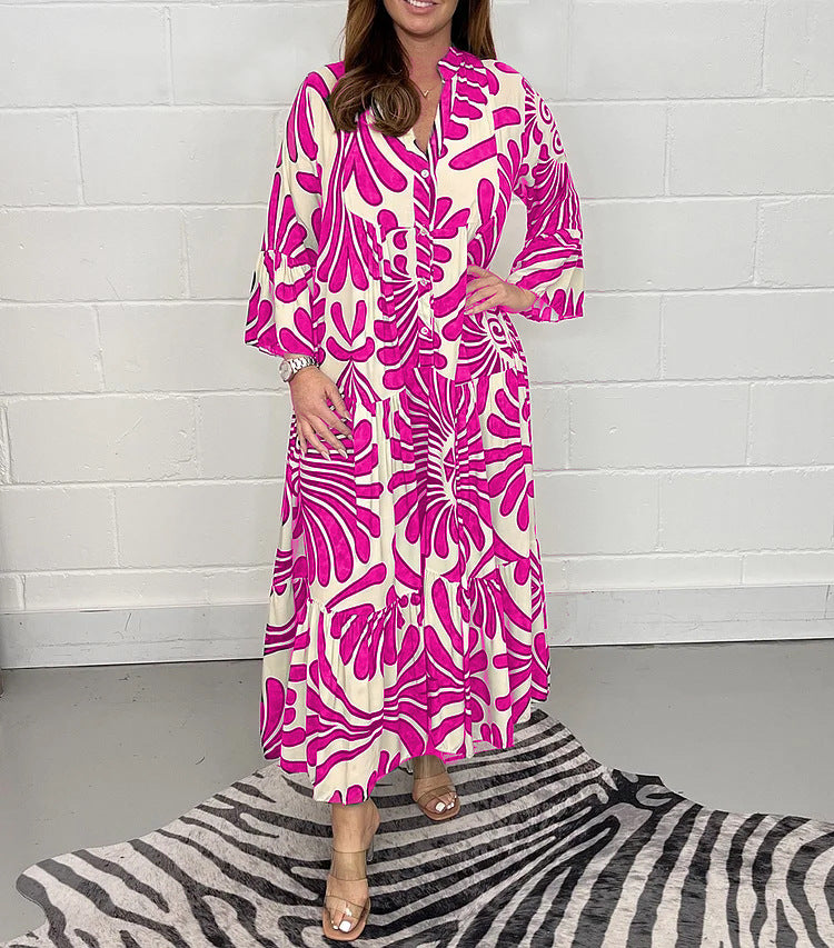Floral Print Bell Sleeve Soft and Breathable Maxi Dress