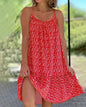 Floral Print Large Hem Suspender Midi Dress