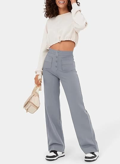 High Waisted Elastic Casual Pants